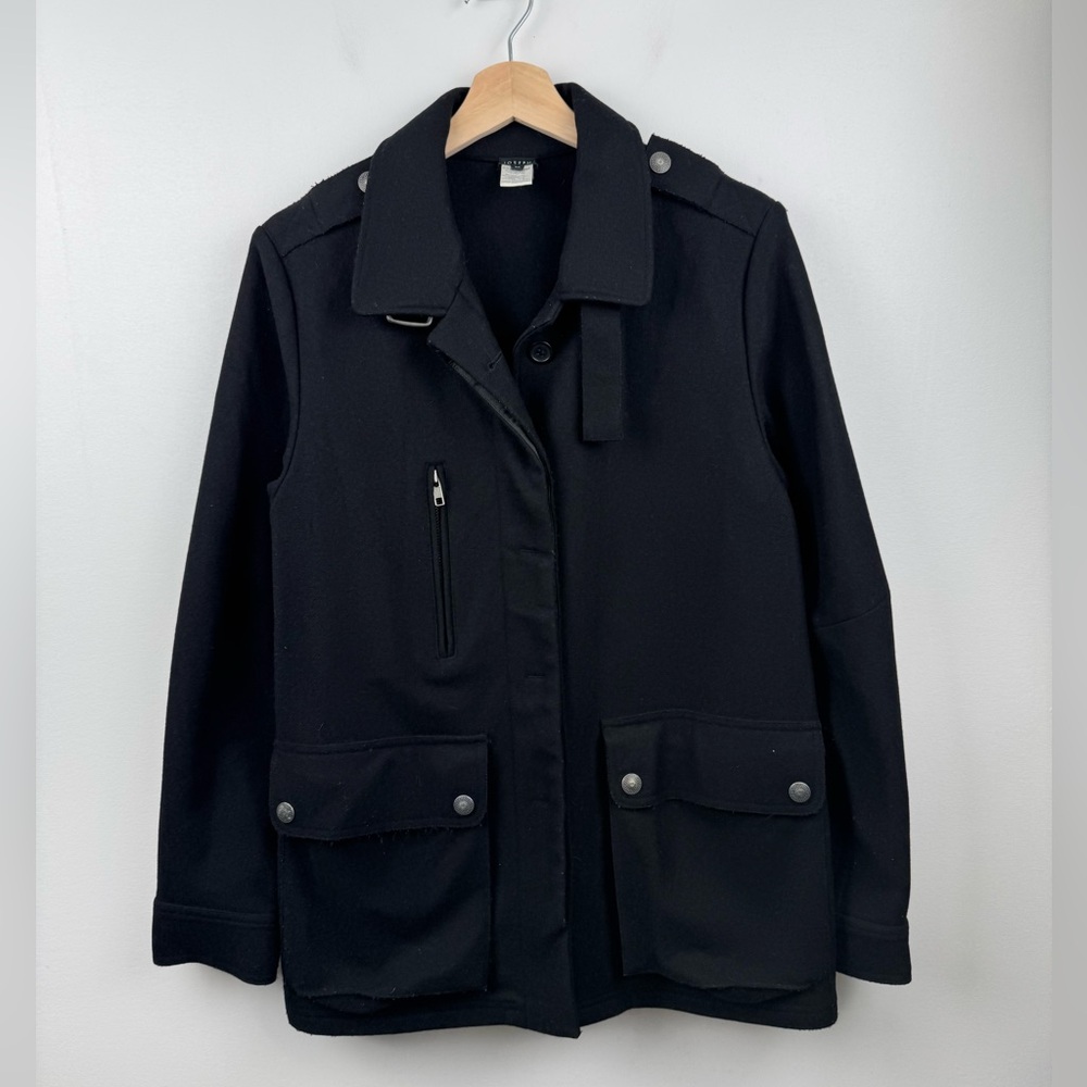 JOSEPH Women Black Wool Blend Coat Size Medium